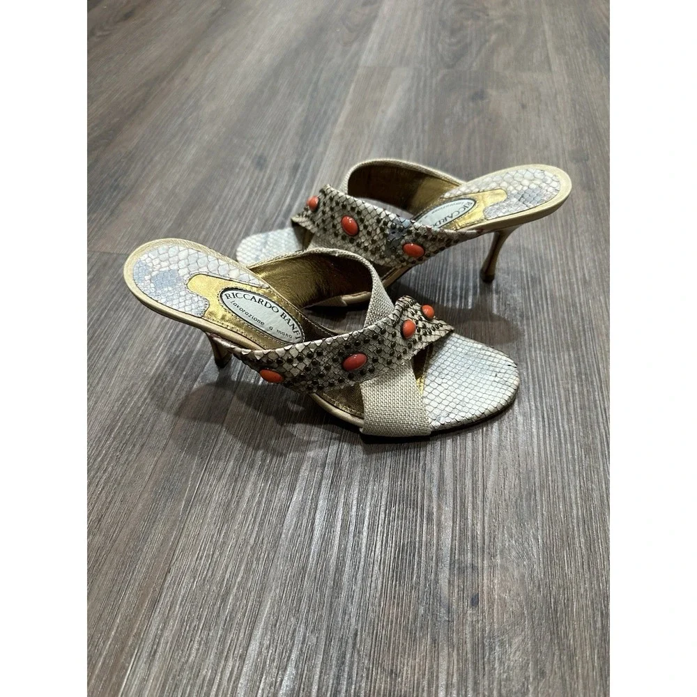 Vintage RICCARDO BANFI  Heeled‎ Mules Size 37.5